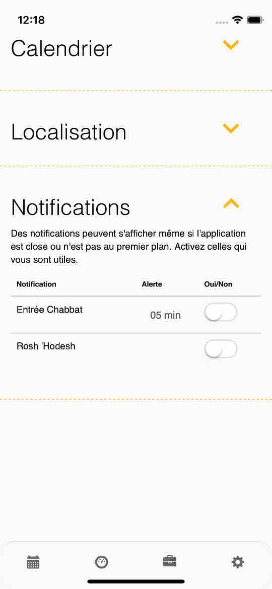 hebraic - Options notification